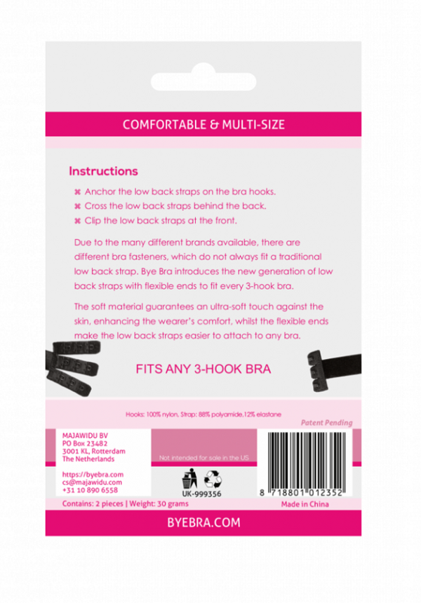 BYE-BRA - ADAPTATEUR DE SOUTIEN-GORGE À DOS OUVERT NOIR & BLANC - – Image 2