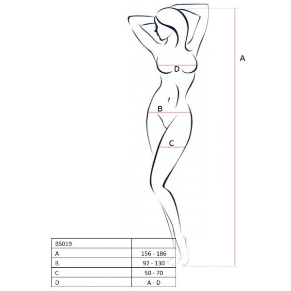 PASSION - FEMME BS019 BODYSTOCKING NOIR TAILLE UNIQUE - – Image 2