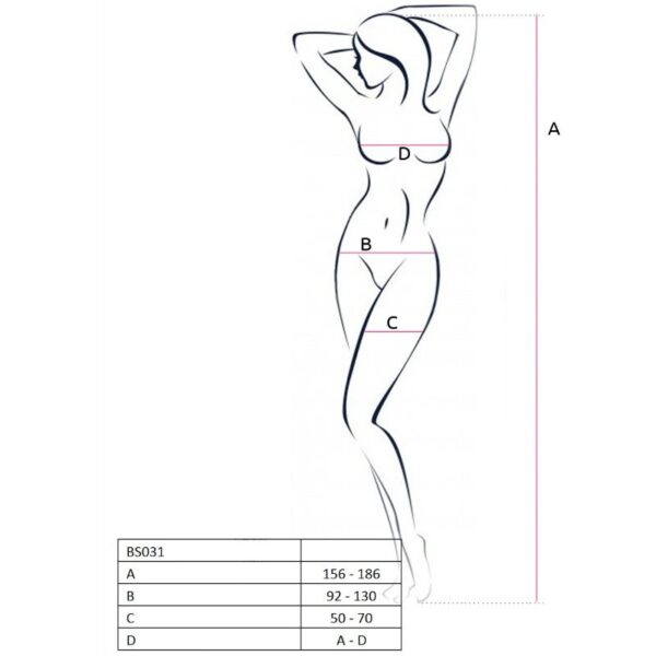PASSION - FEMME BS031 BODYSTOCKING ROUGE TAILLE UNIQUE - – Image 2