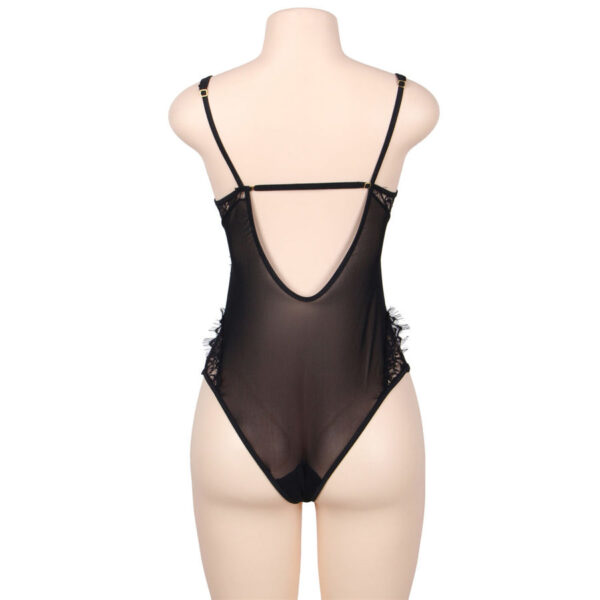SUBBLIME - QUEEN PLUS DENTELLE FLORALE ET TEDDY NOIR  FRANGES - – Image 3
