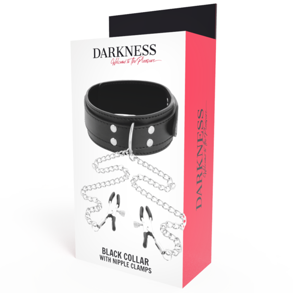 DARKNESS - COLLIER AVEC PINCES  NIPPLE NOIR - – Image 4