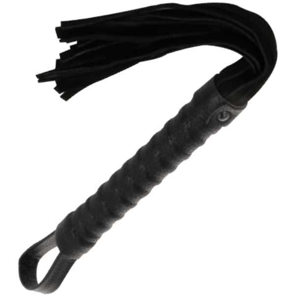 DARKNESS - FOUET DE BONDAGE NOIR AVEC MANCHE EN CUIR -