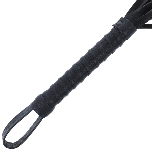 DARKNESS - FOUET DE BONDAGE NOIR AVEC MANCHE EN CUIR - – Image 2