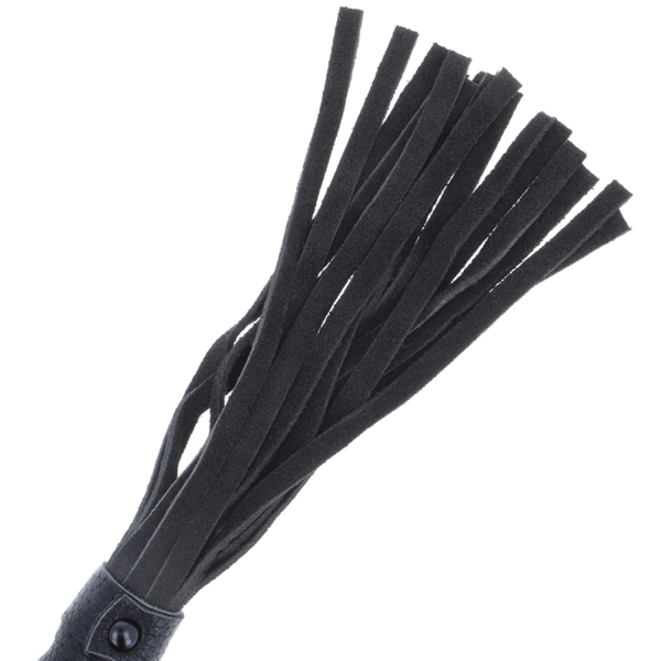 DARKNESS - FOUET DE BONDAGE NOIR AVEC MANCHE EN CUIR - – Image 3