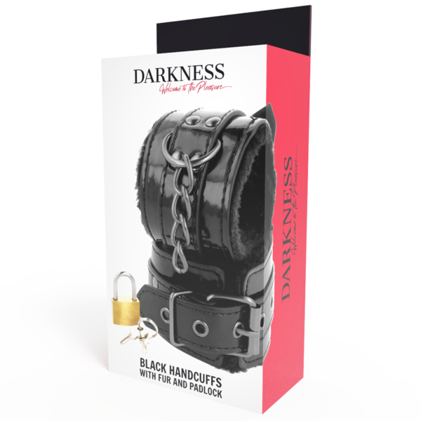 DARKNESS - MENOTTES AJUSTABLES EN CUIR NOIR AVEC CADENAS - – Image 6