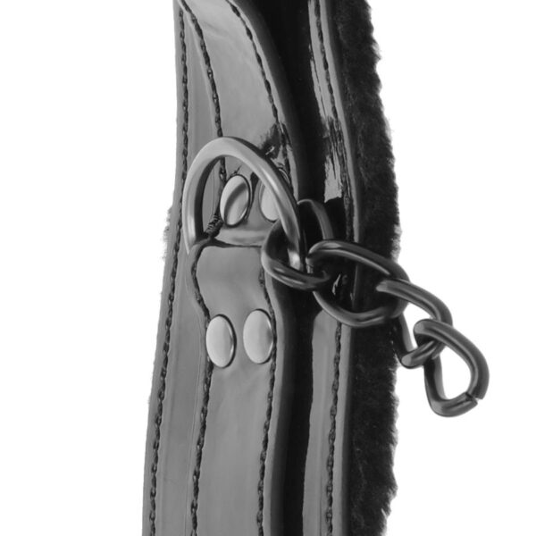 DARKNESS - MENOTTES DE CHEVILLE RÉGLABLES EN CUIR NOIR AVEC CADENAS - – Image 4