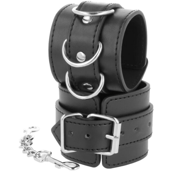DARKNESS - MENOTTES DE CHEVILLE AJUSTABLES EN CUIR NOIR - – Image 3