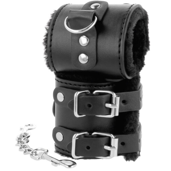 DARKNESS - MENOTTES AJUSTABLES EN CUIR NOIR AVEC DOUBLURE - – Image 2