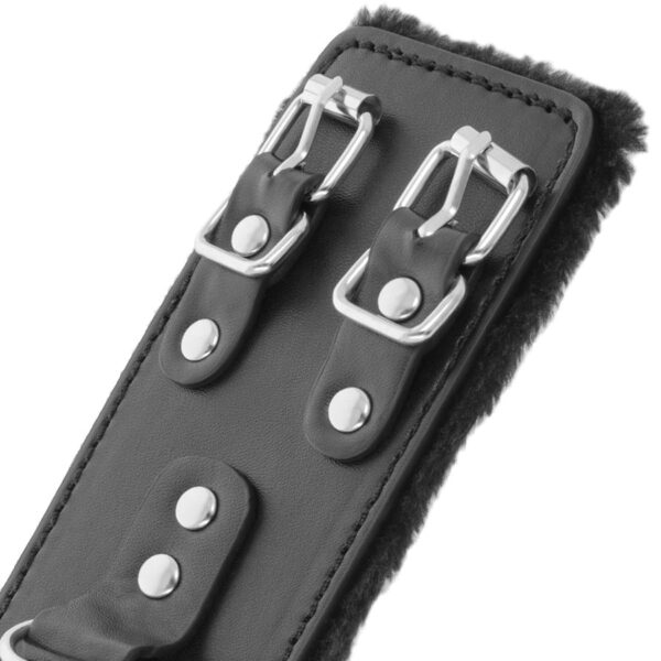 DARKNESS - MENOTTES AJUSTABLES EN CUIR NOIR AVEC DOUBLURE - – Image 4