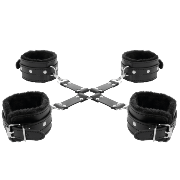 DARKNESS - MENOTTES EN CUIR POUR PIEDS ET MAINS NOIR - – Image 5