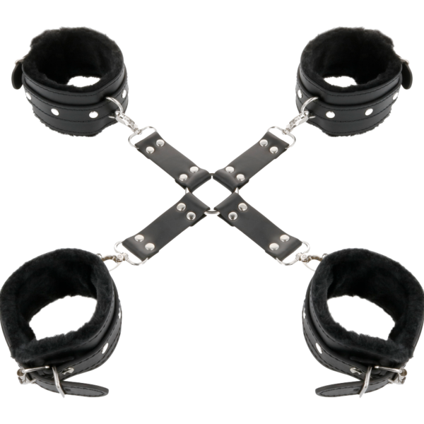 DARKNESS - MENOTTES EN CUIR POUR PIEDS ET MAINS NOIR - – Image 2