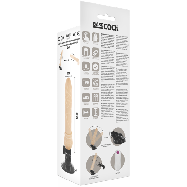 BASECOCK - VIBRATEUR TÉLÉCOMMANDE NATUREL RÉALISTE 19.5 CM -O- 4 CM - – Image 5
