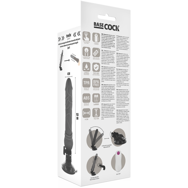 BASECOCK - VIBRATEUR RÉALISTE TÉLÉCOMMANDE NOIR 19.5 CM -O- 4 CM - – Image 6