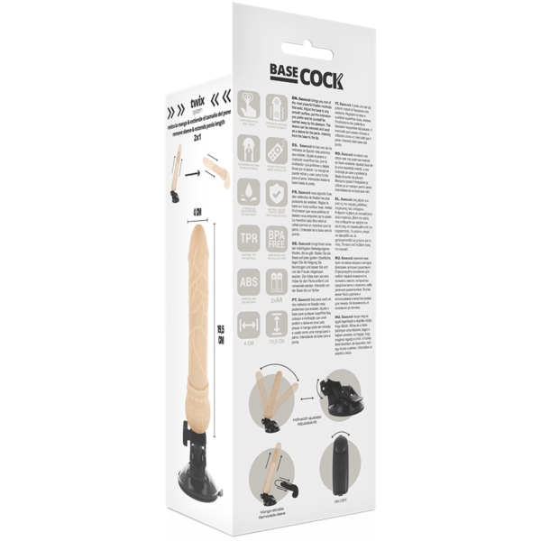 BASECOCK - VIBRATEUR RÉALISTE TÉLÉCOMMANDE NATUREL 19.5 CM -O- 4 CM - – Image 6