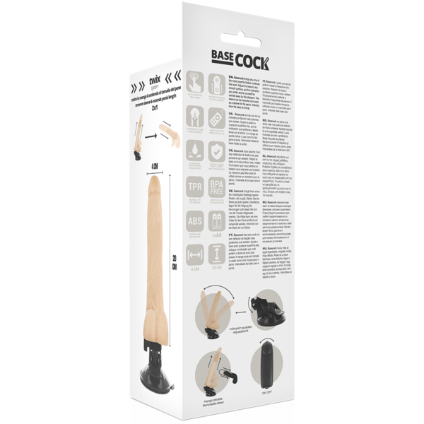 BASECOCK - VIBRATEUR NATUREL RÉALISTE TÉLÉCOMMANDE AVEC TESTICULES 20 CM -O- 4 CM - – Image 6