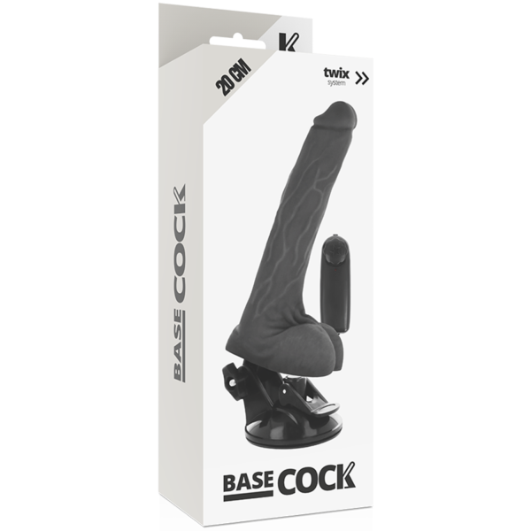 BASECOCK - VIBRATEUR RÉALISTE NOIR TÉLÉCOMMANDE AVEC TESTICULES 20 CM -O- 4 CM - – Image 5