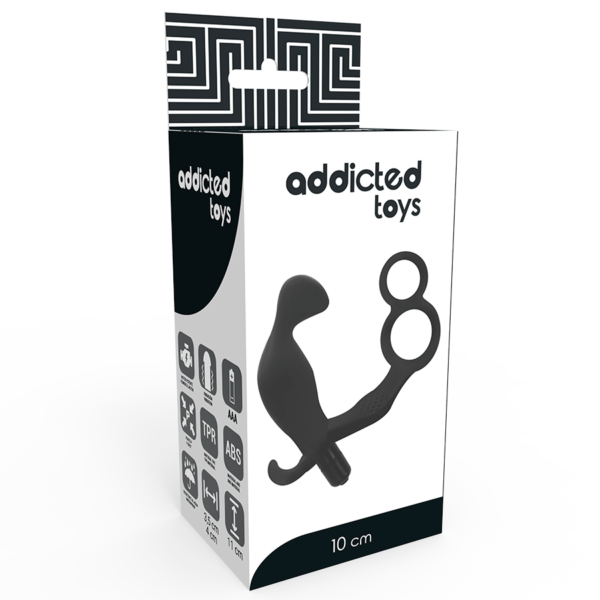 ADDICTED TOYS - PLUG ANAL AVEC DOUBLE ANNEAU PÉNIS ET TESTICULES NOIR - – Image 4