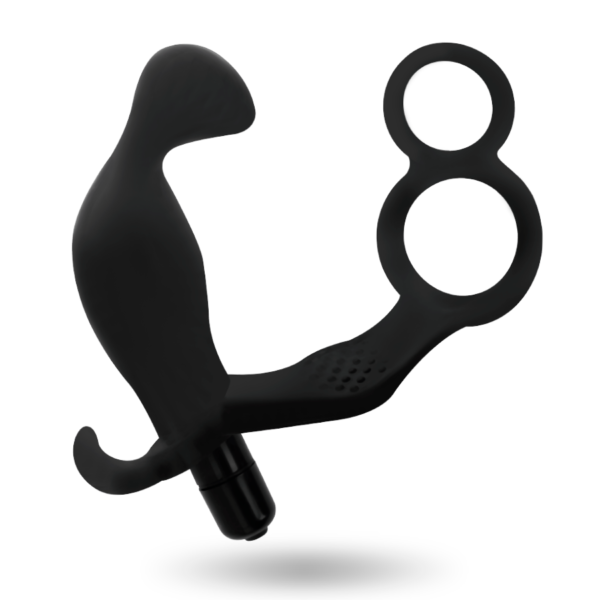 ADDICTED TOYS - PLUG ANAL AVEC DOUBLE ANNEAU PÉNIS ET TESTICULES NOIR - – Image 2