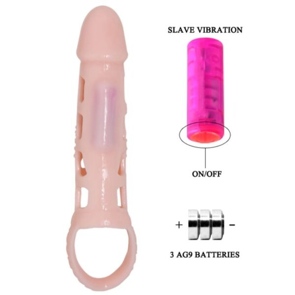 BAILE - COUVERTURE DEXTENSION DE PÉNIS AVEC VIBRATION ET SANGLE NATURELLE 13,5 CM - – Image 4