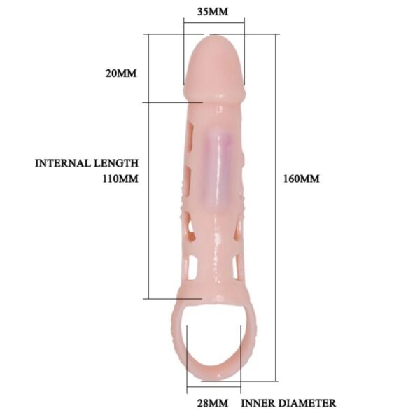 BAILE - COUVERTURE DEXTENSION DE PÉNIS AVEC VIBRATION ET SANGLE NATURELLE 13,5 CM - – Image 7
