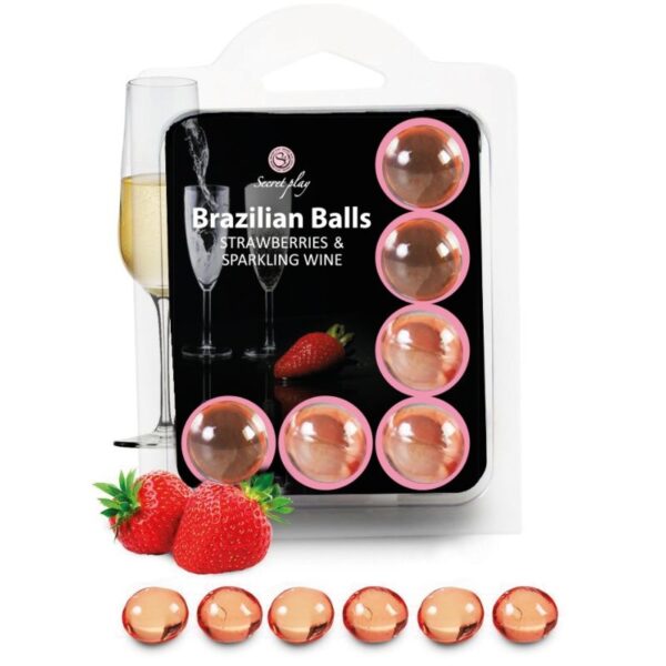 SECRETPLAY - SET 6 BOULES BRÉSILIENNES FRAISES AU CAVA -