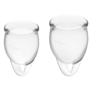 SATISFYER - COUPE MENSTRUELLE FEEL CONFIDENT TRANSPARENTE 15 + 20 ML -