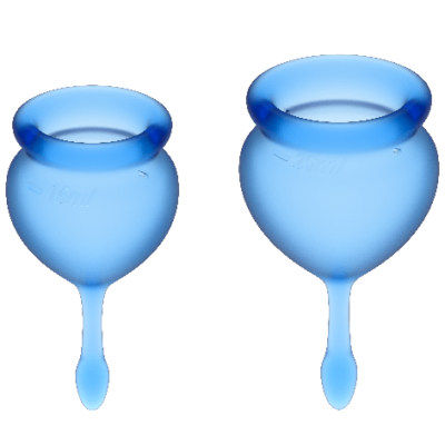 SATISFYER - COUPE MENSTRUELLE FEEL GOOD BLEU FONCÉ 15 + 20 ML -
