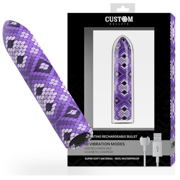 CUSTOM BULLETS - RECHARGEABLE SNAKE PURPLE MAGNETIC BULLET 10V - – Image 2