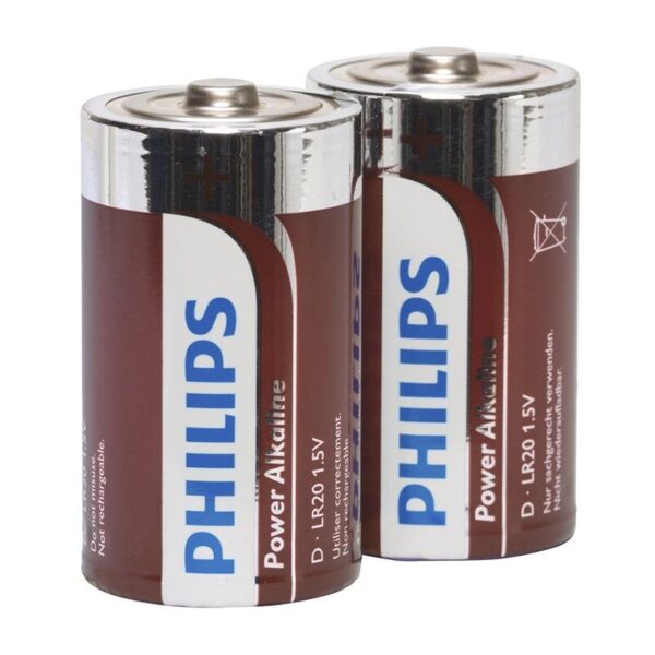 PHILIPS - BLISTER POWER ALCALINE PILA D LR20 * 2 - – Image 2
