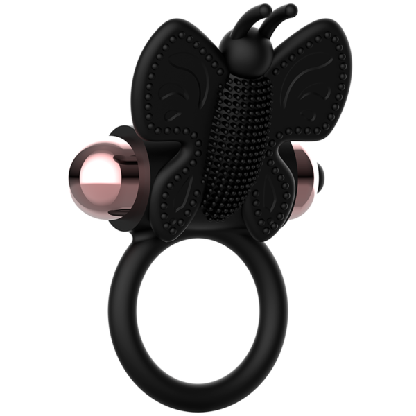 COQUETTE TOYS - COCKRING PAPILLON AVEC VIBRATEUR NOIR/ OR - – Image 3