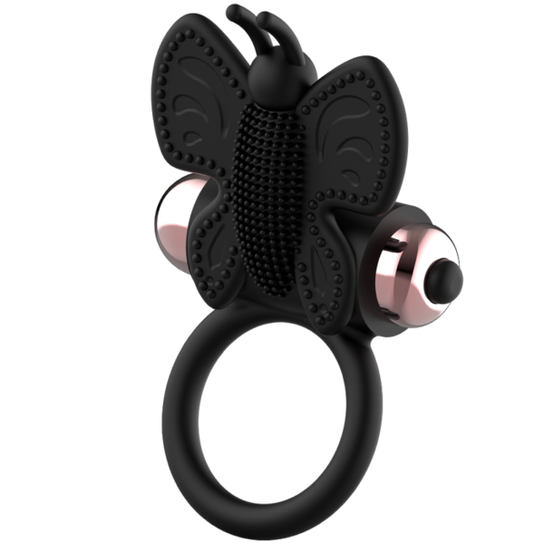 COQUETTE TOYS - COCKRING PAPILLON AVEC VIBRATEUR NOIR/ OR - – Image 5