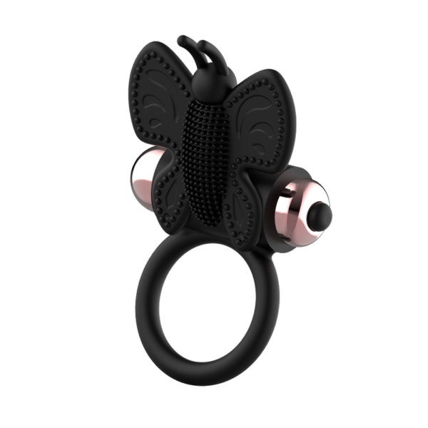 COQUETTE TOYS - COCKRING PAPILLON AVEC VIBRATEUR NOIR/ OR - – Image 7
