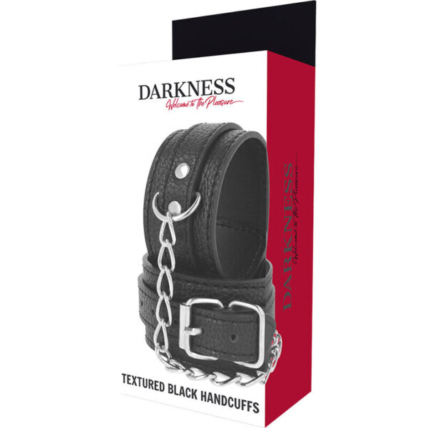 DARKNESS - MENOTTES EN CUIR TEXTURÉ NOIR - – Image 5