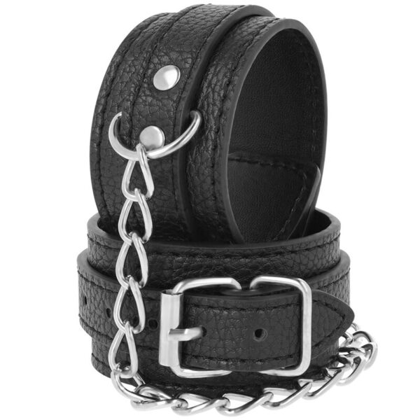 DARKNESS - MENOTTES EN CUIR TEXTURÉ NOIR - – Image 2