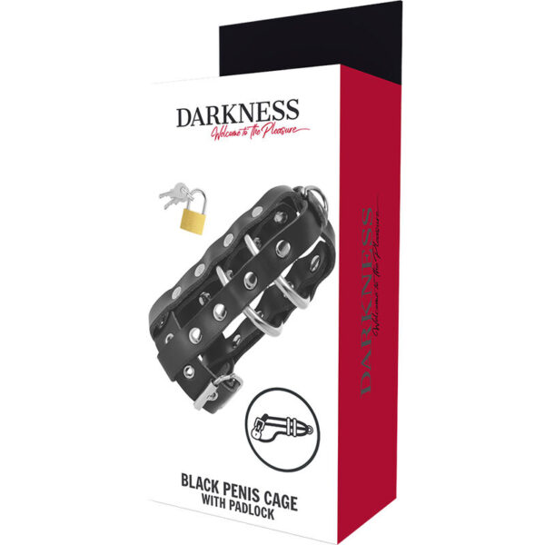 DARKNESS - CAGE DE CHASTETÉ EN CUIR AVEC SERRURE - – Image 5