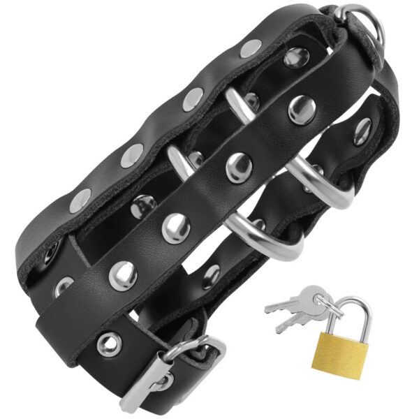 DARKNESS - CAGE DE CHASTETÉ EN CUIR AVEC SERRURE - – Image 2