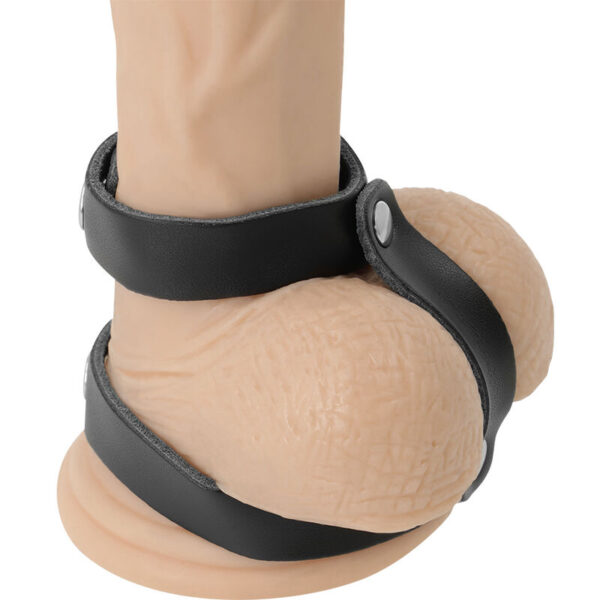 DARKNESS - ANNEAU DE PÉNIS ET TESTICULES RÉGLABLE EN CUIR - – Image 3