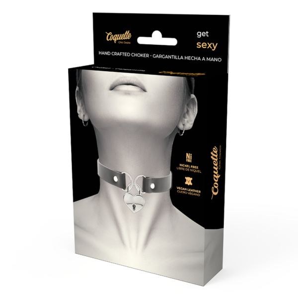 COQUETTE - CHIC DESIRE COLLIER EN CUIR VEGAN AVEC ACCESSOIRE COEUR AVEC CL? - – Image 5