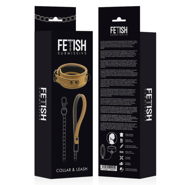 FETISH SUBMISSIVE ORIGEN - COLLIER DOUBLÉ EN NÉOPRÈNE AVEC CHAÎNE - – Image 4