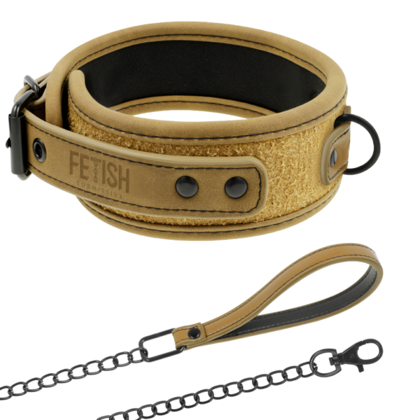 FETISH SUBMISSIVE ORIGEN - COLLIER DOUBLÉ EN NÉOPRÈNE AVEC CHAÎNE - – Image 2