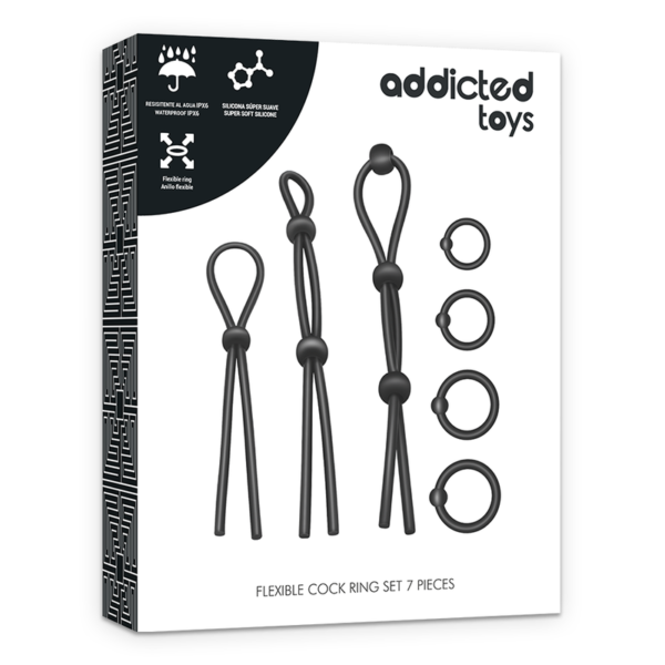 ADDICTED TOYS - ENSEMBLE DANNEAU PÉNIAL FLEXIBLE EN SILICONE 7 PIÈCES - – Image 7