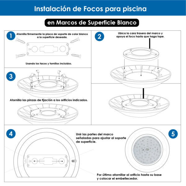 Cadre de surface blanc pour ampoule de piscine PAR56 Next Series - Ledme - LM6417 – Image 5