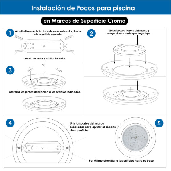 Cadre en surface chromé pour ampoule de piscine PAR56 Next Series - Ledme - LM6416 – Image 5