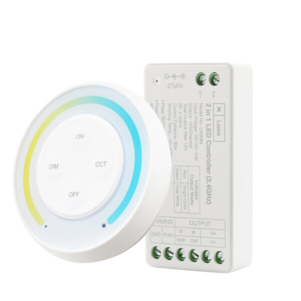 Contrôleur Gradateur Monocolor+CCT 12/24V DC + Télécommande RF - Ledme - LM2084