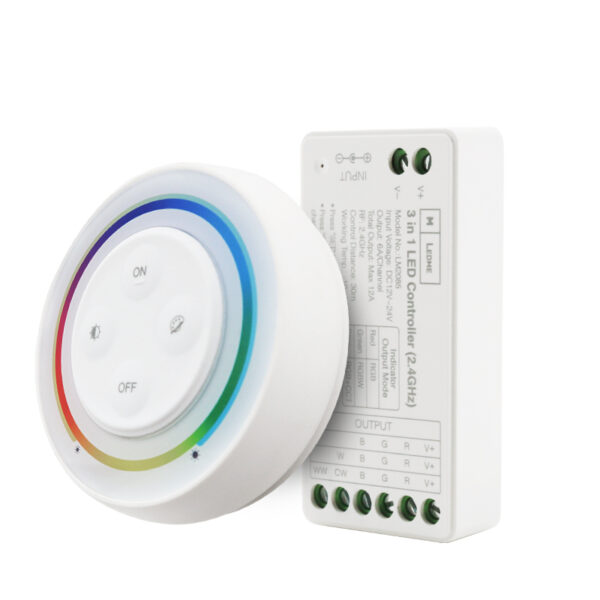 Régulateur RGB+CCT Contrôleur 12/24V DC + Télécommande RF - Ledme - LM2085