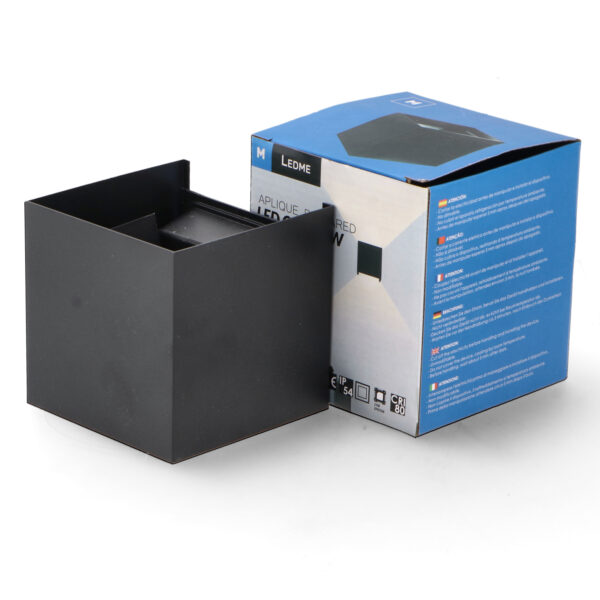 Applique LED Cube Noire 6W IP54 3000K - Ledme - LM6182 – Image 3