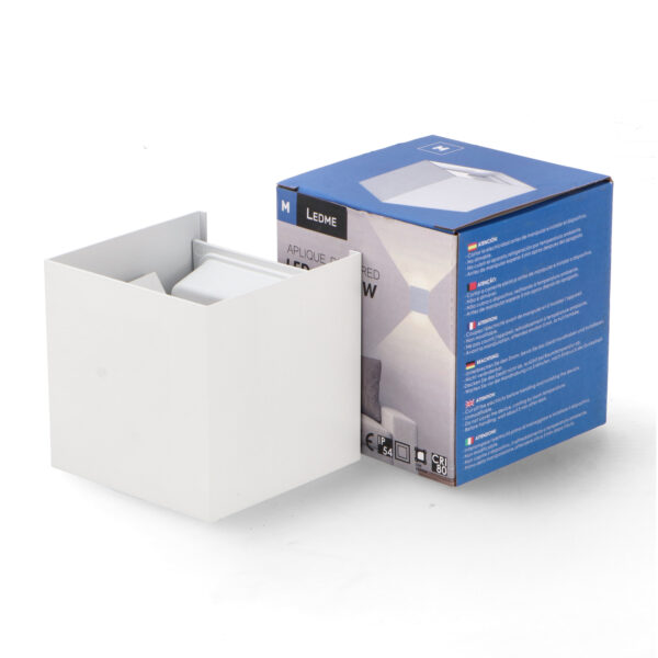 Applique de Pared LED Cube Blanc 6W IP54 3000K - Ledme - LM6197 – Image 5