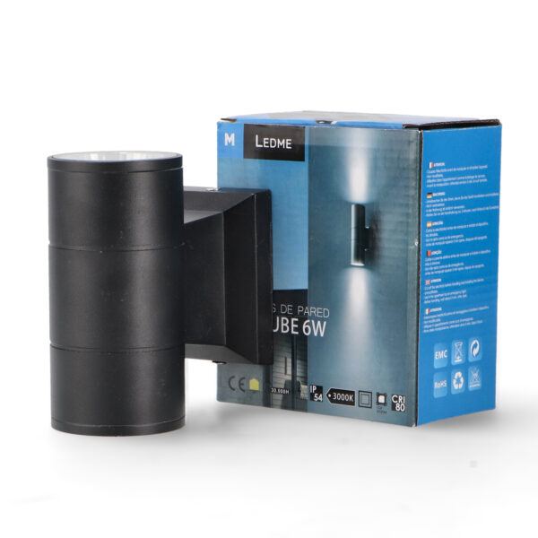 Applique LED Tube Noir 2X3W IP54 3000K - Ledme - LM6179 – Image 5