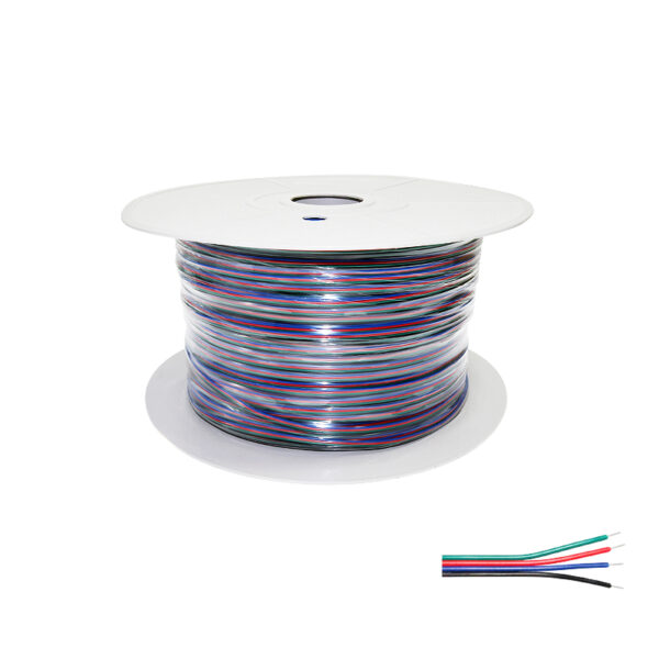 Tuyau de Câble Électrique Plat 4x0,25mm² pour Bandes LED RGB - 500 mètres - Ledme - LM2053