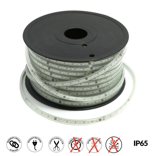 Tiroir Led 220Vac Smd2835 Como 12W/m - 50 Métros 4000K - Ledme - LM2352